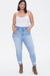 Plus Size Double-Button Skinny Jeans