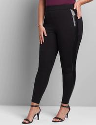 Pull-On High-Rise Ponte Legging With Sequin-Embellished Side