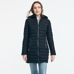 LIGHTWEIGHT QUILTED STRETCH HOODED COAT