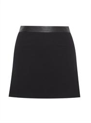 **DP Curve Black PU Mini A-Line Skirt