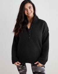 Aerie Cloud Sherpa Snap Oversized Pullover