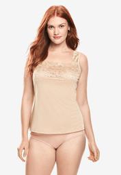 Silky Lace-Trimmed Camisole Slip