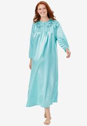 Embroidered Bib Brushed Satin Nightgown