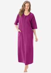 Long French Terry Zip-Front Robe