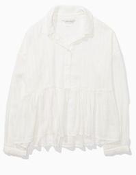 AE Cropped Button-Up Babydoll Shirt