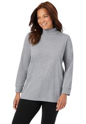Woman Within Women's Plus Size Perfect Long-Sleeve Mock-Neck Tee