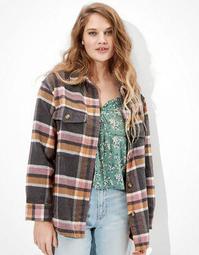 AE Oversized Flannel Button Up Shirt Jacket