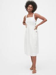 Apron Midi Dress in Linen-Cotton