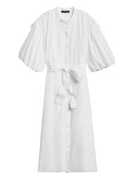 Poplin Puff-Sleeve Shirt Dress