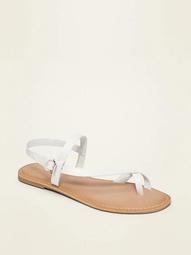 Faux-Leather Asymmetric Cross-Strap Sandals for Women
