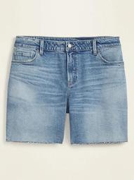 Mid-Rise Plus-Size Cut-Off Jean Shorts --7-inch inseam