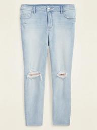 High-Waisted Secret-Slim Pockets Plus-Size Distressed Rockstar Floral-Patch Super Skinny Jeans