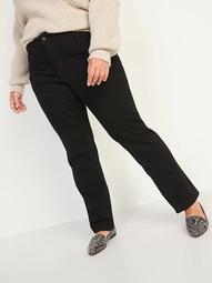 Mid-Rise Power Slim Straight Plus-Size Black Jeans