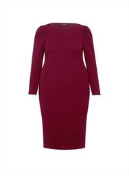 **DP Curve Berry Ruched Sleeve Bodycon Dress