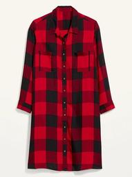 Plaid Lightweight Flannel Plus-Size No-Peek Shirt Dress