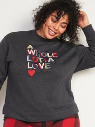 Loose French Terry Graphic Plus-Size Sweatshirt