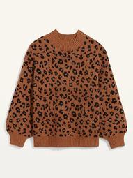 Cozy Leopard-Print Plus-Size Mock-Neck Sweater