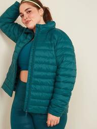 Quilted Narrow Channel Plus-Size Puffer Jacket