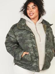 Camo Quilted Utility Plus-Size Puffer Jacket