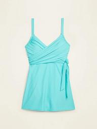 Wrap-Front Secret-Slim Plus-Size Swim Dress