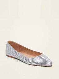Patterned Textile Pointy-Toe Ballet Flats for Women