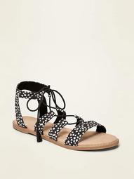 Woven-Textile Gladiator Sandals for Women