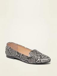 Faux-Leather Pointy-Toe Loafers for Women
