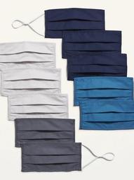 Variety 10-Pack of Triple-Layer Cloth Pleated Face Masks for Adults (with Ear Adjusters)