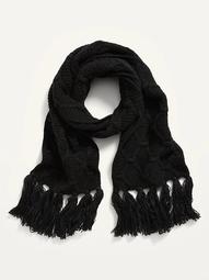 Fringed Sweater-Knit Scarf for Women