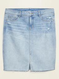 High-Waisted Secret-Slim Pockets Distressed Plus-Size Jean Skirt