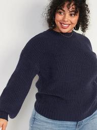 Cozy Shaker-Stitch Mock-Neck Plus-Size Sweater