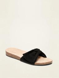 Faux-Suede Bow-Tie Slide Sandals for Women