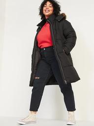 Frost-Free Hooded Plus-Size Long Puffer Jacket