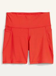 High-Waisted Elevate Powersoft Side-Pocket Plus-Size Biker Shorts -- 8-inch inseam