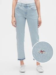 Embroidered Girlfriend Jeans