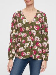 Button-Front Print Top