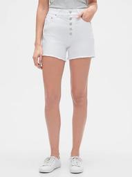 3.5" High Rise Button-Fly Denim Shorts