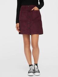 Button-Front Corduroy Skirt