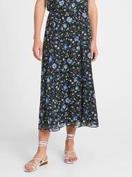Floral Godet Midi Skirt