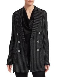 Pinstripe Paillette Double-Breasted Jacket