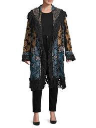 Tokley Fringed Embroidery Open-Front Jacket