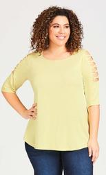 Crossover Cages Sleeve Top - green