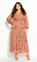 Floral Tiered Maxi Dress - guava