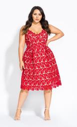 So Fancy Crochet Fit & Flare Dress - Scarlet