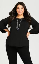 Double Bell Sleeve Top - black
