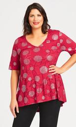 Foil Crossover Tunic - red
