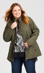 Faux Fur Lined Quilted Anorak - olive