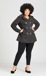 Classic Peacoat With Removable Hood - gray