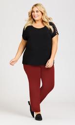 Cotton Stretch Ankle Snap Pant Red - average