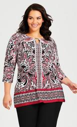 Ada Keyhole Top - red paisley